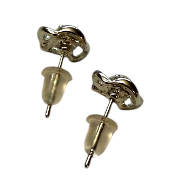 Silver Floral CZ Stone Stud Earrings - Picture 3 of 4